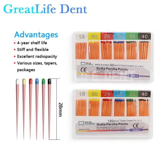 10box Dental Endodontic Gutta Percha Points Taper .02/.04/.06 #15-40 GreatLife