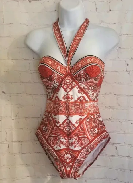 NWT Gottex "Baroque Floral" Print Molded Cup One-Piece Swimsuit sz.6 MSRP $160
