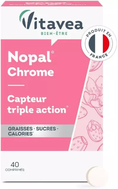 Vitavea - Nopal, Chrome - Complément Alimentaire Capteur De Graisses, Sucres, Ca