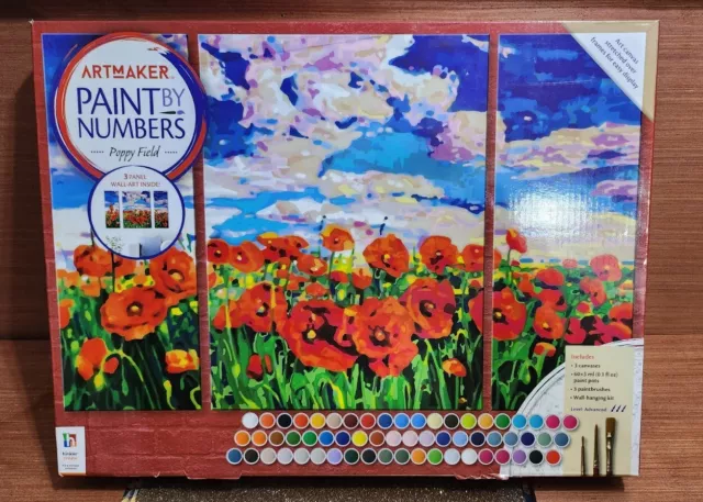 Hinkler Create Art maker Painting By Numbers Poppy Field