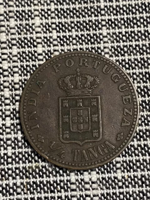 1903 1/4 Tanga Portuguese India Coin Carlos