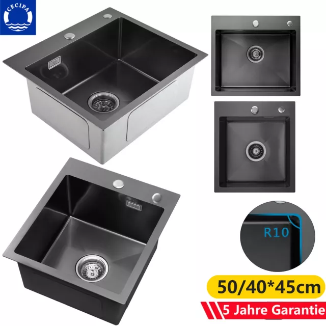 Küchenspüle Edelstahl Einbauspüle Spülbecken Küchenarmatur + Ablaufgarnitur Set