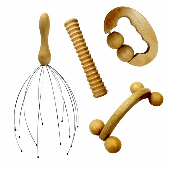 Vivezen - Kit de massage 4 pièces en bois pour le dos, la tête, les pieds et