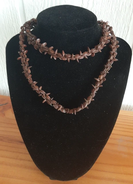 Vintage HAWAIIAN KOA APPLE SEED NECKLACE 14" Long