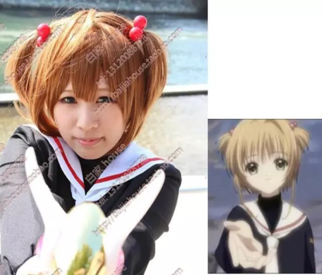 Anime Cardcaptor Sakura KINOMOTO SAKURA Wig Short Light Brown Cosplay Party Wigs