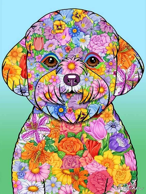 Flowers House Flag - Bichon Frise 96037