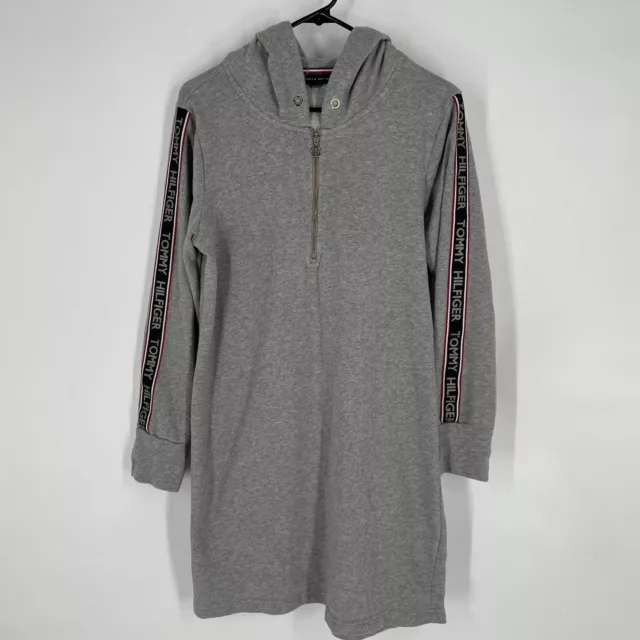 Tommy Hilfiger Womens Gray Long Sleeve Quarter Zip Sweatshirt Dress Size M