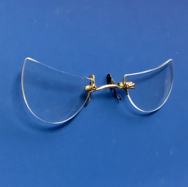 UNUSUAL antique CAT EYE / half moon PINCE NEZ spectacles - SHUR-ON - Gold Filled