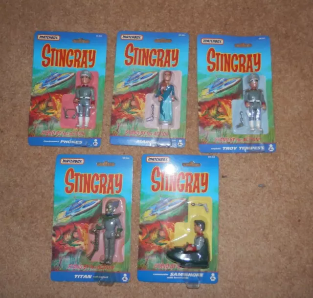 5 Matchbox Stingray figures Troy , Sam, Titan, Marina and rare Phones Carded