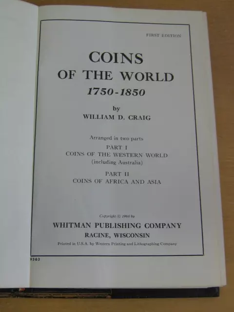 Coins of the World 1750 - 1850 by William D.Craig , Ausg.1966