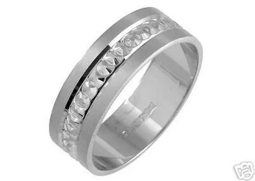 Neuf 9ct or Blanc Diamant Coupe Plat Forme Anneau Bague Mariage 5mm,6mm,7mm