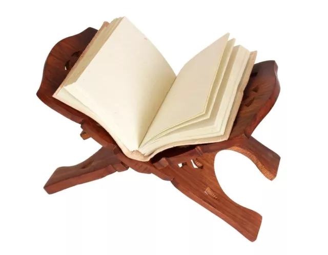 Handmade Wooden Islamic Rehal Holy Qur'an Holder Book Stand Cover Brown 12 Inch