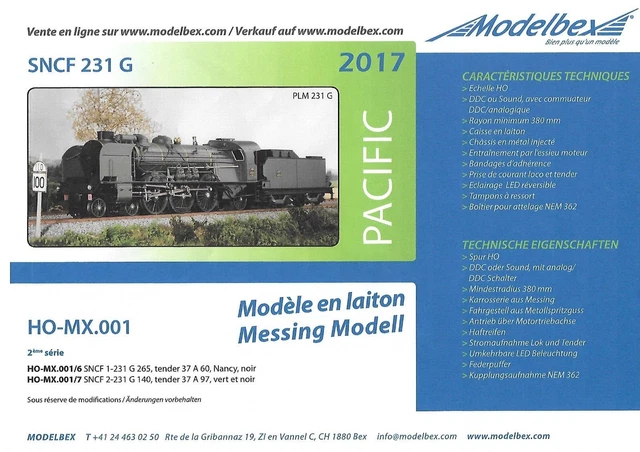 Locomotive Vapeur Lemaco PLM 231 G 270 - Échelle HO, Laiton, Édition Limitée (MX 001/8)