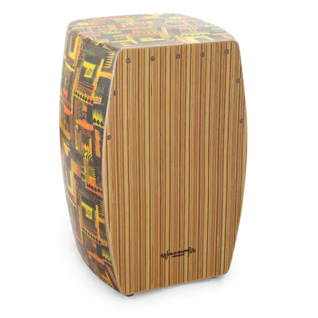 World Rhythm CAJ3 Cajon with Zebrawood Finish Playing Surface