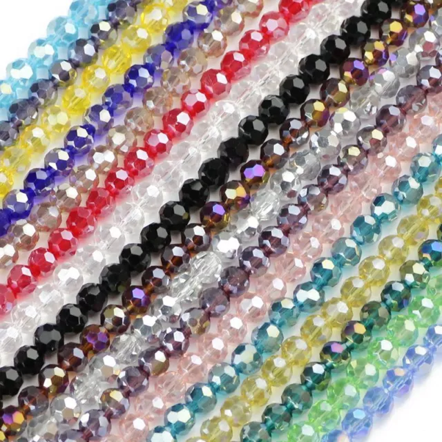 Faceted Austrian Crystal Beads - 6mm Round Glass Bead Craft Jewelry Making 50Pcs