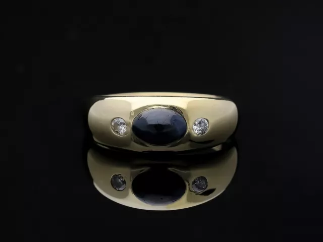 vintage Gypsy Ring Brillanten Saphir 585 Gelb Gold 14 Karat Damen Herren Ring