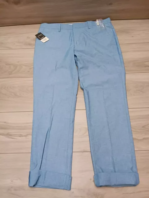 Topman Skinny Fit Textured Suit Dress Light Blue Pants Men's Size 34 NWT