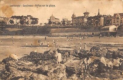 Cpa Espagne Santander Sardinero Ninos En La Playa