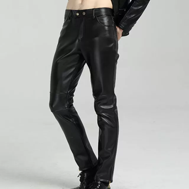 EDGY BLACK PU Leather Pants for Men in Steampunk Motorcycle Rock Roll ...