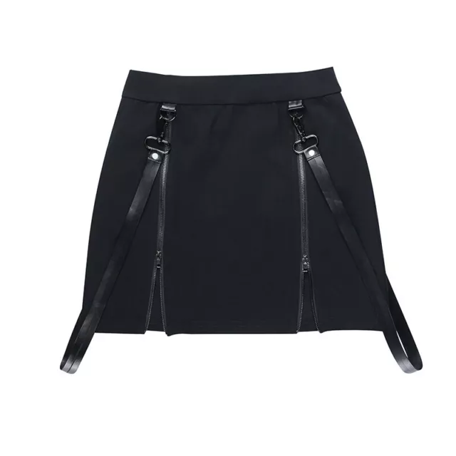 Donna Mini Gonna Gotico Punk Club Zip Spacco Split Steampunk Sexy Aderente