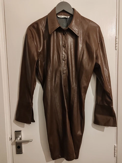 chinese dress ladies Zara faux leather belted shirt dress sz M. – Kristen's Consignment main image 1