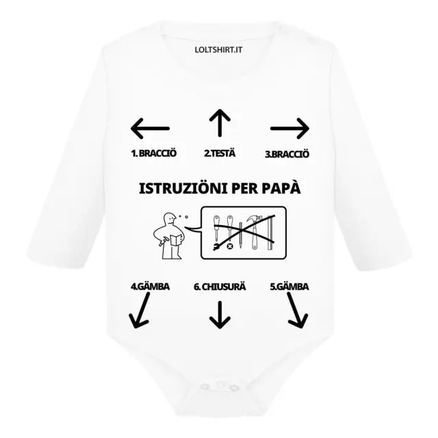 Body neonato Istruzioni per papà manica lunga idea regalo divertente