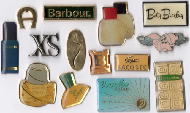 🎁Pin-Lot 14 Douglas Pins Lacoste Laura Biagiotti Ô de Lancôme Betty Barclay💟💋