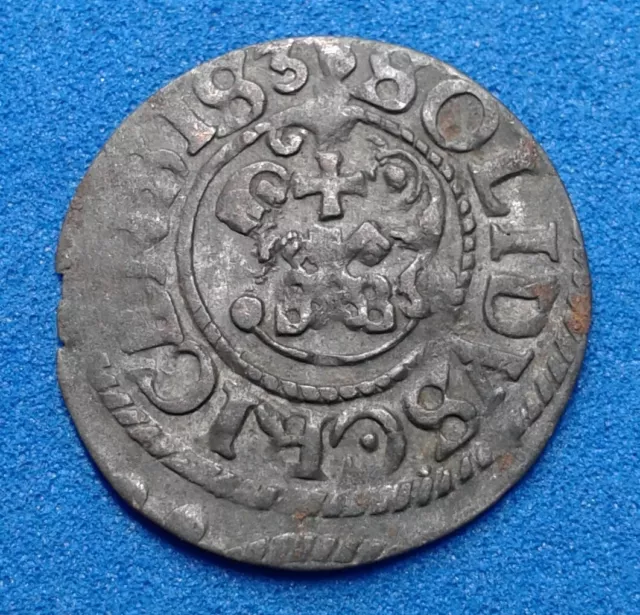 1 Solidus - Christina  1638  Swedish Livonia. Billon Coin.