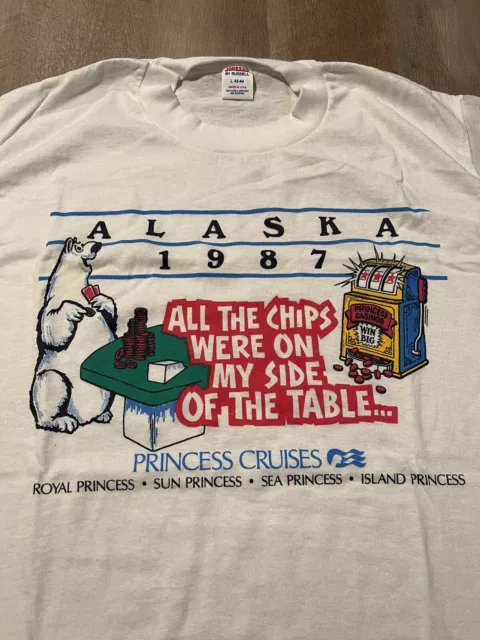 Princess Cruise Line Alaska 1987 T-Shirt Large Single Stitch Casino Gambling