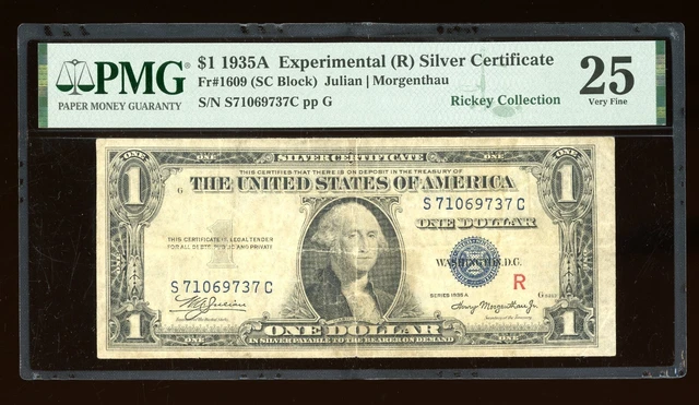 DBR 1935-A $1 Silver Experimental (R) Fr. 1609 PMG 25 Serial S71069737C