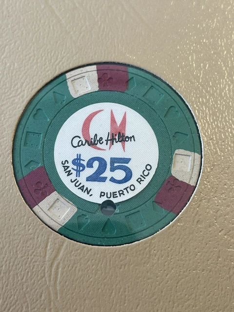 $25 CARIBE HILTON San Juan Puerto Rico Casino Chip **Very Rare