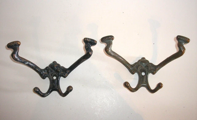 Antique Cast Iron Double Wall Coat/Hat Hooks (pair)-Large