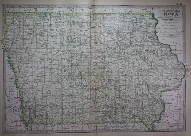 1897 Century Atlas Map ~ IOWA ~ (12x18) ~ Free S&H #259