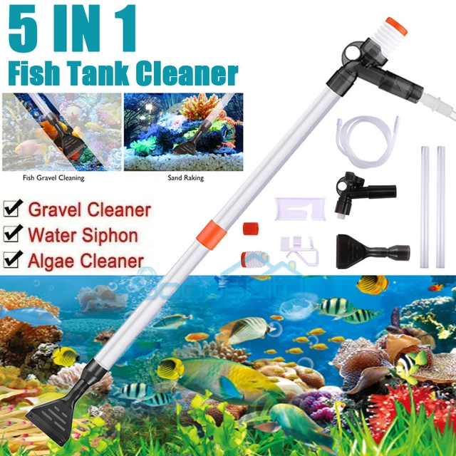 5IN1 Aquarium Fish Tank Siphon Pump Vacuum Gravel Water Filter Cleaner with Pipe