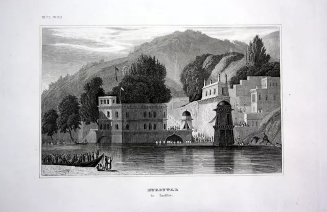 1840 - Hurduwar Festung Palast Ostindien Indien India Asien engraving Stahlstich