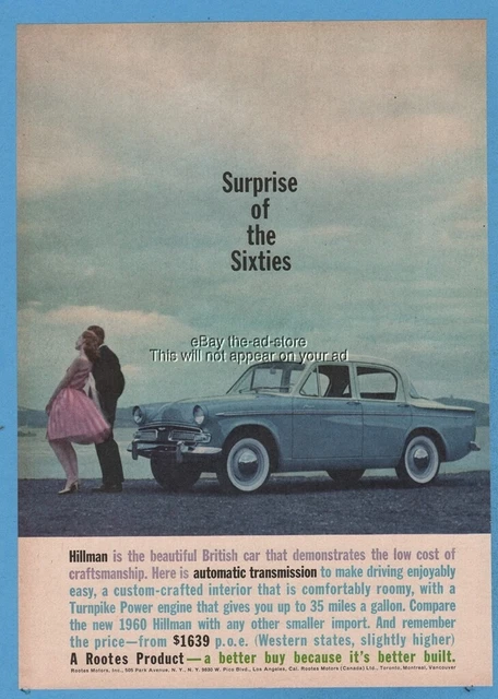 1960 Rootes Motors Hillman Sedan Surprise of the Sixties vintage British car ad