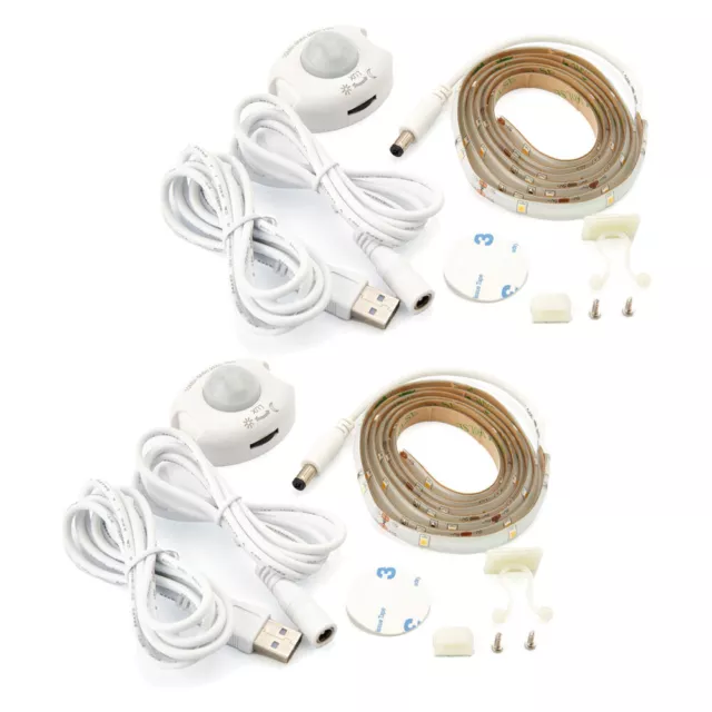 2 x sensore LED USB striscia luce notturna 1,2 m bianco caldo rilevatore di movimento sensore - prezzo consigliato 39 €