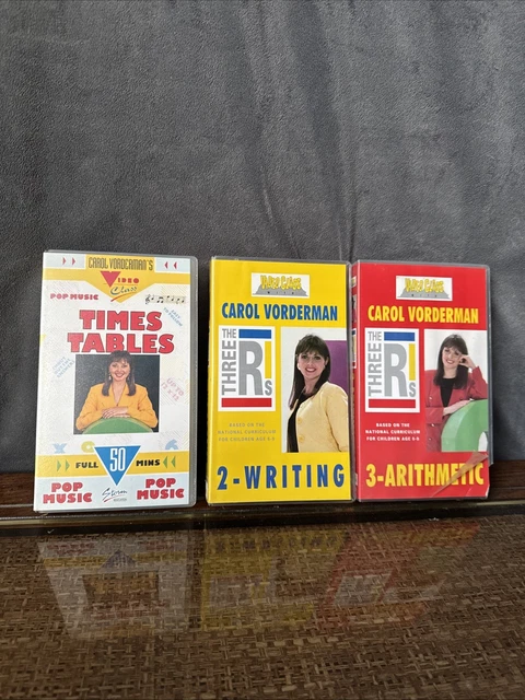 3 X VHS Carol Vorderman The Three Rs Arithmetic & Writing Times Tables ...