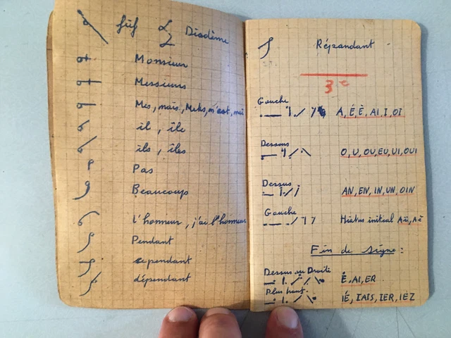 LIVRE DE NOTE Manuscrite Sténographie Etude de la méthode Pigier Circa