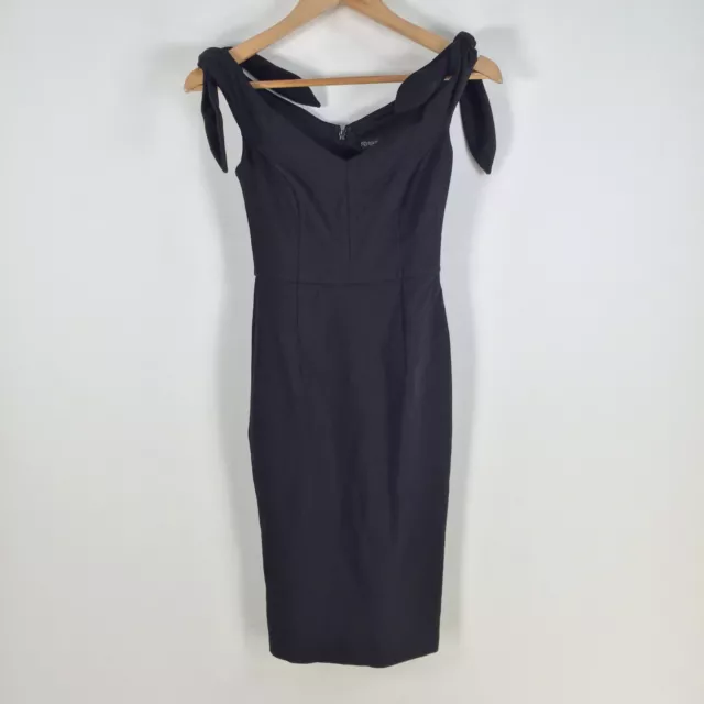 NEW Forever New womens dress size 4 pencil black stretch Vneck 065147