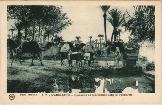 CPA AK MAROC MARRAKECH Caravane de Marchands dans la Palmeraie Flandrin (37885)