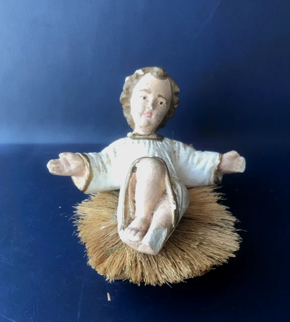 Ancien Santon De Crèche Provençale, Porteur De Vin, Taille 3, Marque Ricard, Vintage
