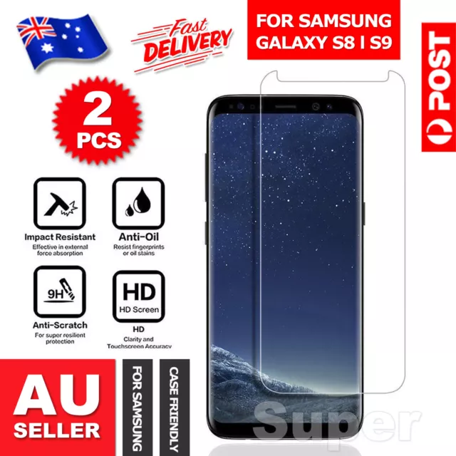 2x For Samsung Galaxy S9 S8+ Plus Note 8 Tempered Glass Screen Protector Film