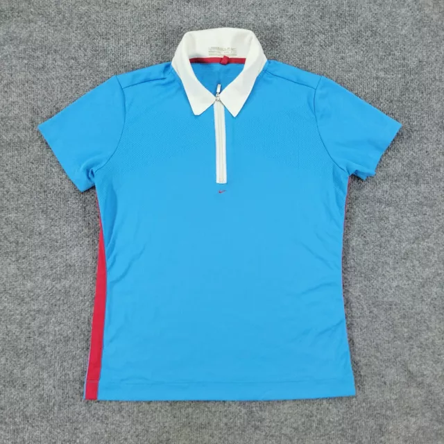 Nike Golf Polo Shirt Women Small Blue FitDry Embroidered Logo Short Sleeve Adult