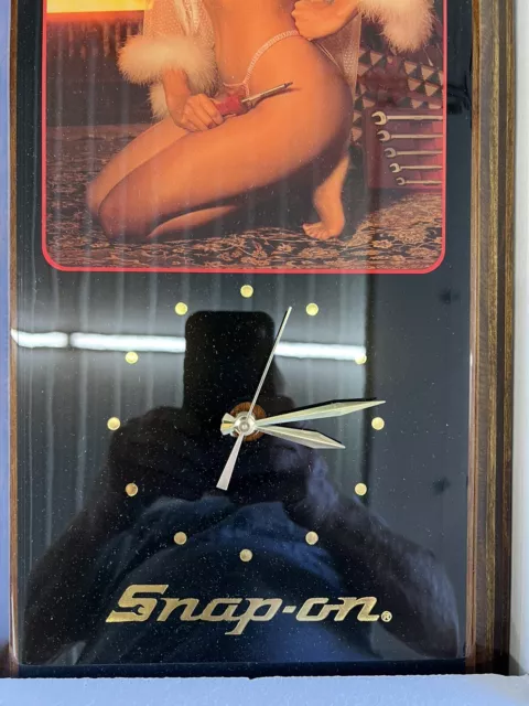 1980’s Vintage Snap On Pinup Girl in Lingerie Wood Wall Clock Decor - Works 2