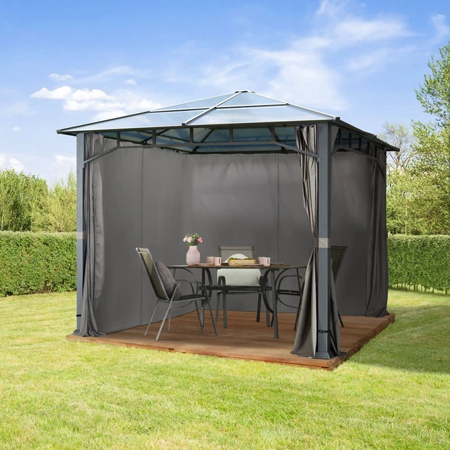 PAVILLON 3X3 M Gartenpavillon Hardtop ALU Luxus Gartenzelt Zelt Pergola