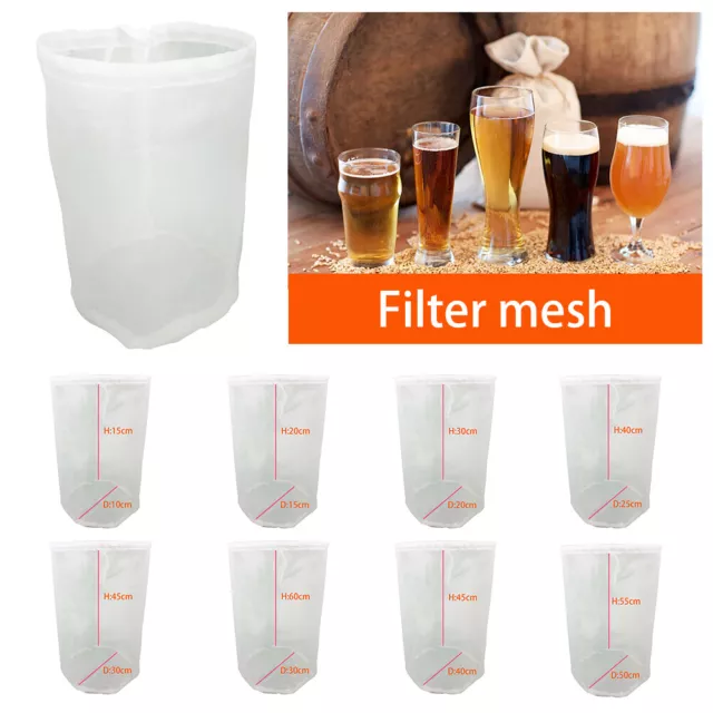 Beer Filter Bag Brew Strainer Mesh Drawstring Wine Making Straining Bag Reusable