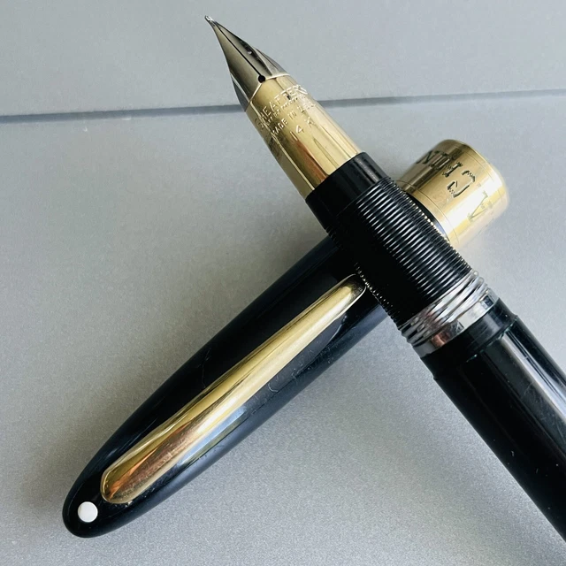 Vintage Sheaffer Balance Os Autograph Fountain Pen Black 14K Gold Trim