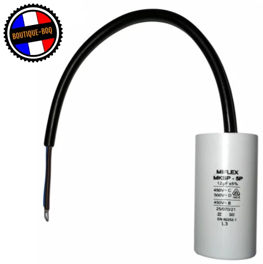 Condensateur Miflex Moteur De Démarrage Permanent 12µF 450V à Fils Câble 12 uF