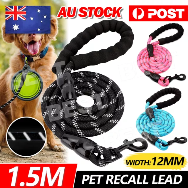 1.5M Pet Strong Rope Long Nylon Training Dog Puppy Leash Heavy Duty Recall Lead